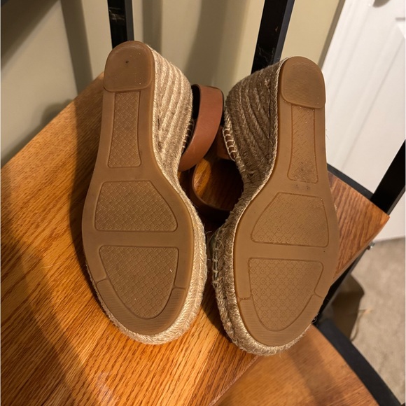 Tory Burch Bima 2 Espadrilles Gold Tan Two Toned Wedge Ankle Wrap Strap Size 7 - Picture 2 of 9